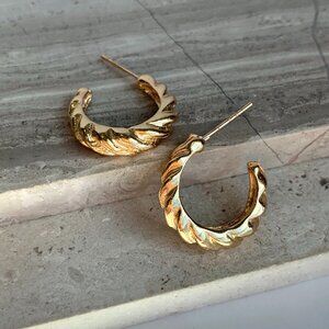 New ~ Anthropologie Gold Twist Hoop Earrings